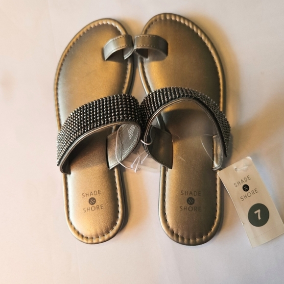 NWT Shade & Shore Crystal Embellished Sandals womens size 7 - Picture 9 of 9